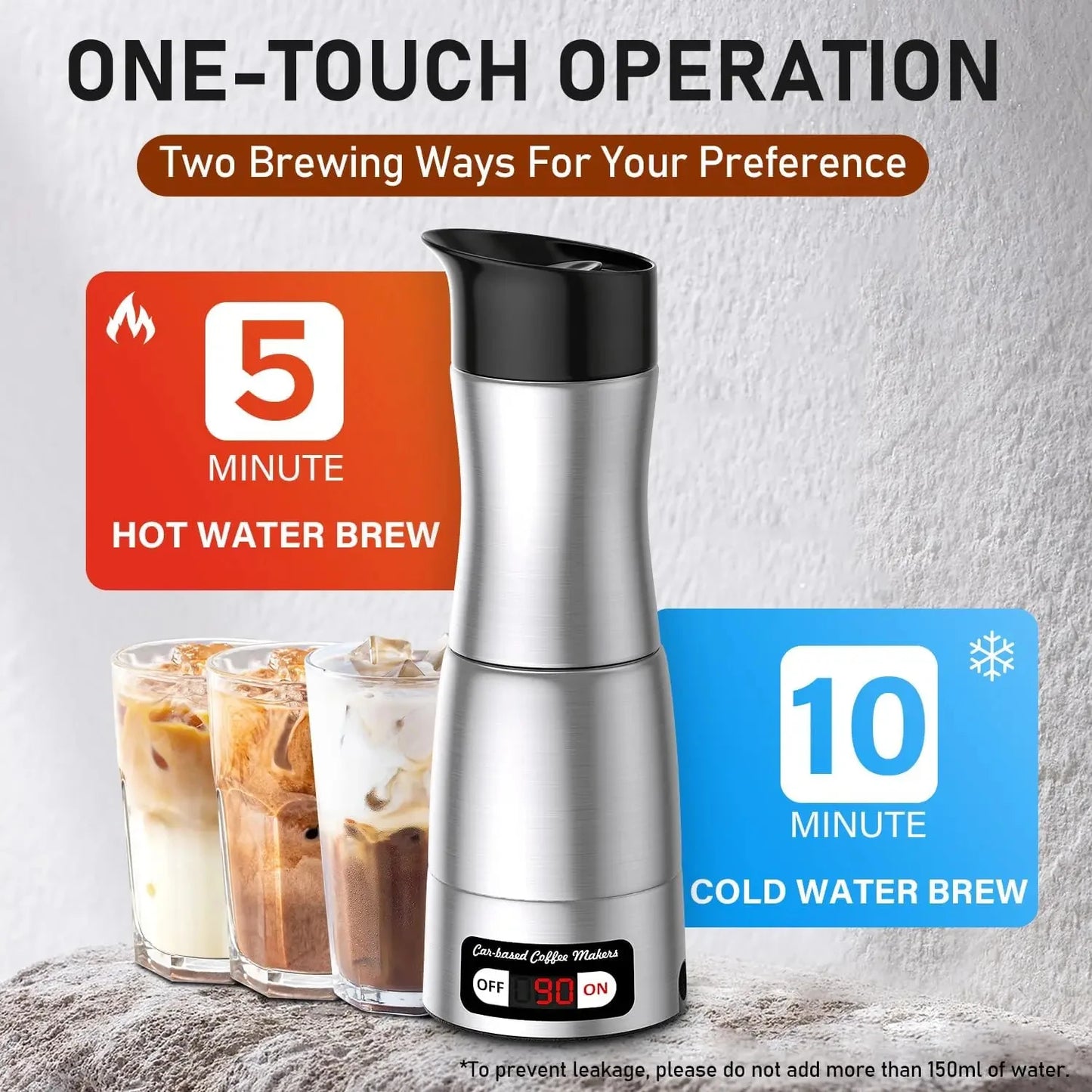 Macchina Caffè Portatile 12V / 24V, Macchina Espresso Compatta per la guida, ufficio, campeggio. Con Display dello schermo led. Riscaldamento rapido