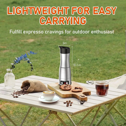 Macchina Caffè Portatile 12V / 24V, Macchina Espresso Compatta per la guida, ufficio, campeggio. Con Display dello schermo led. Riscaldamento rapido